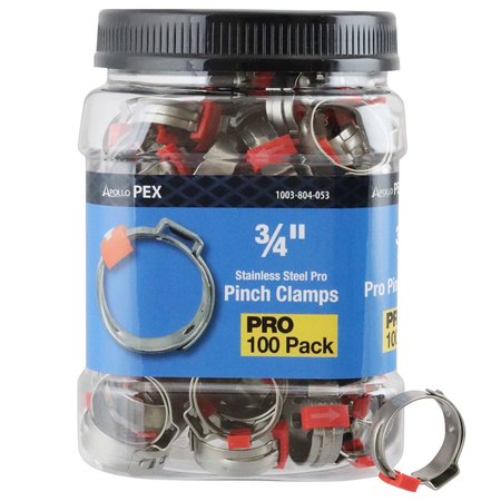 APOLLO PEX 3/4 in. Stainless Steel PEX Barb Pro Pinch Clamp Jar (100-Pack), 100PK PXPRO34100JR